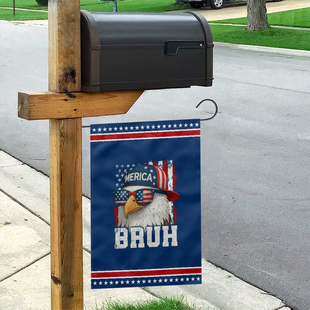 Bruh 'Merica Bald Eagle 4th of July Garden Flag Patriotic USA Flag