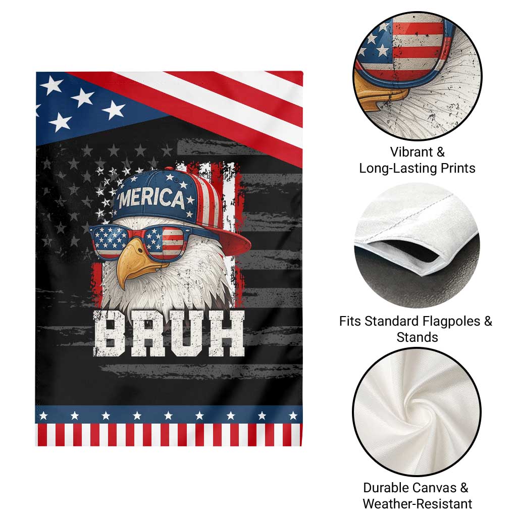 Bruh 'Merica Bald Eagle 4th of July Garden Flag Patriotic USA Flag