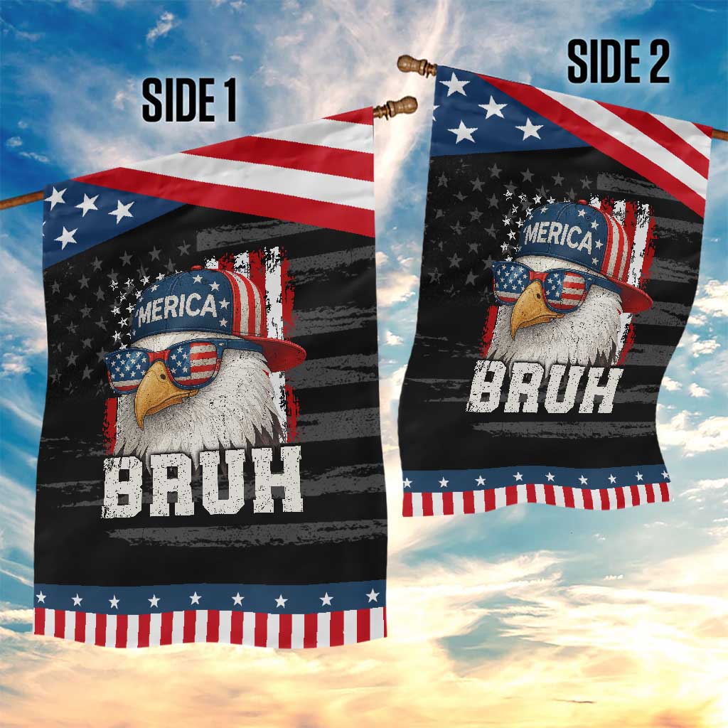 Bruh 'Merica Bald Eagle 4th of July Garden Flag Patriotic USA Flag