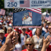 Bruh 'Merica Bald Eagle 4th of July Patriotic Handheld Flag USA Flag