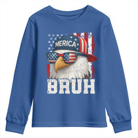 Bruh 'Merica Bald Eagle 4th of July Youth Sweatshirt Patriotic USA Flag - Wonder Print Shop