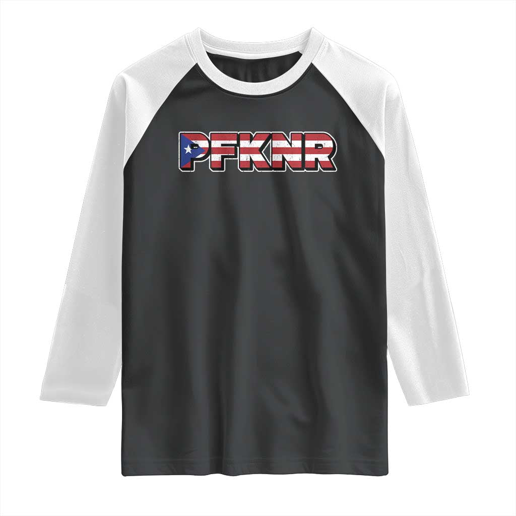 PFKNR Raglan Shirt Vintage Boricua Puerto Rican Flag - Wonder Print Shop