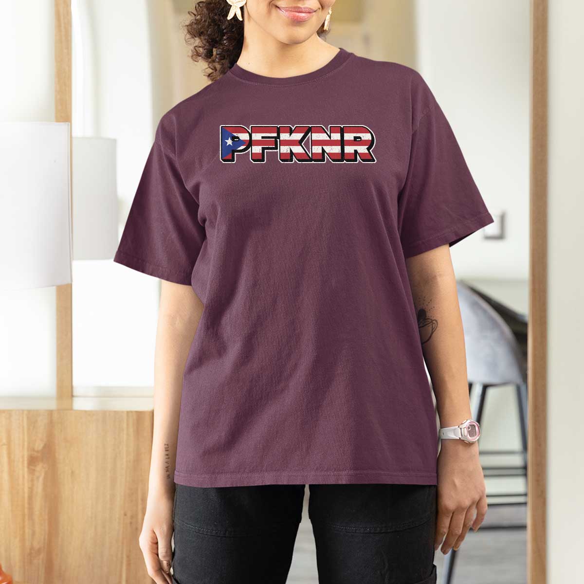 PFKNR T Shirt For Women Vintage Boricua Puerto Rican Flag - Wonder Print Shop