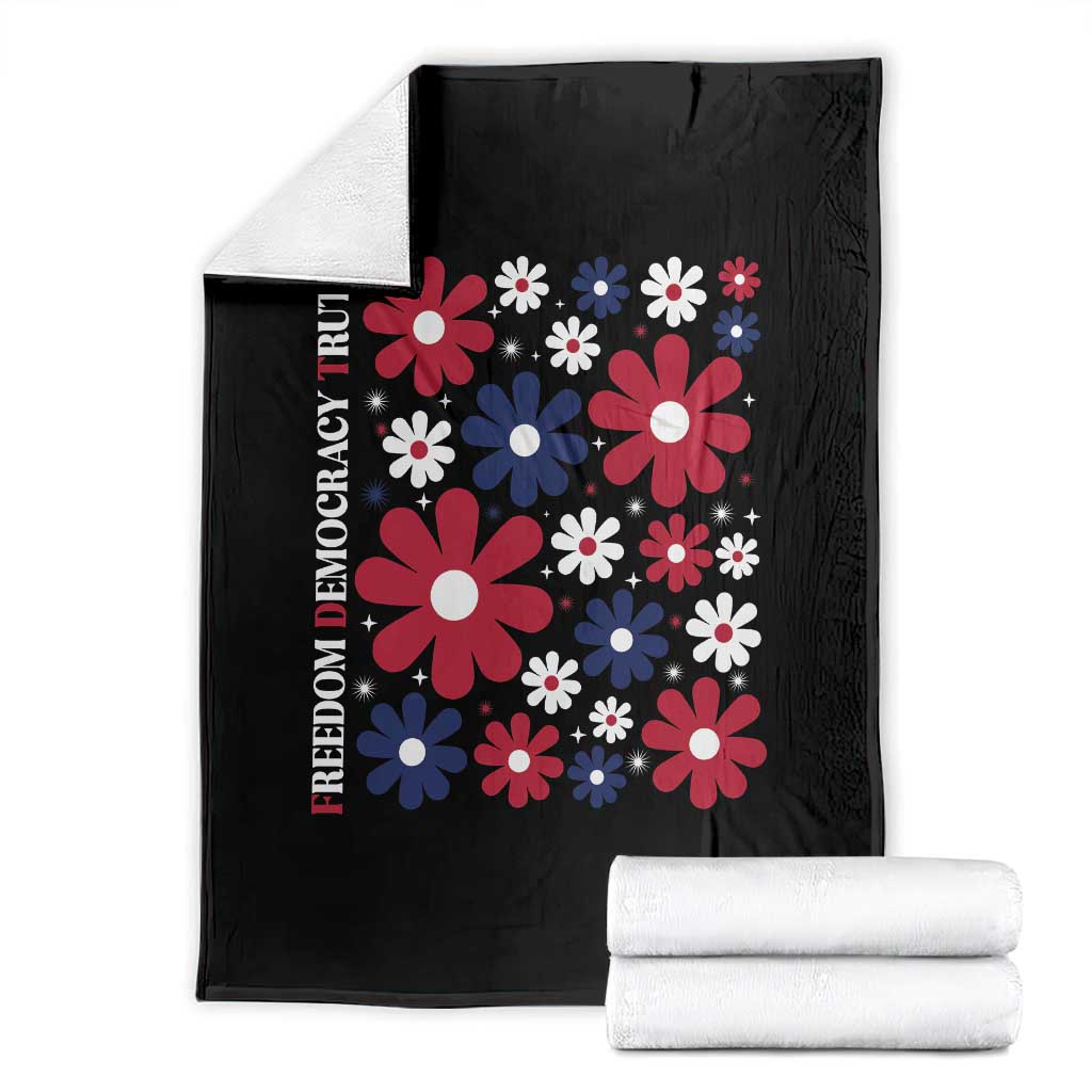 Subtle FDT Throw Blanket Boho Floral Red White Blue Social Justice - Wonder Print Shop
