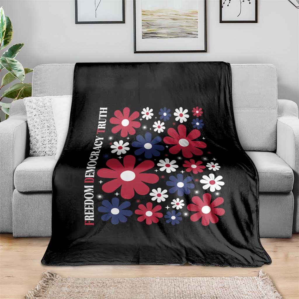 Subtle FDT Throw Blanket Boho Floral Red White Blue Social Justice - Wonder Print Shop