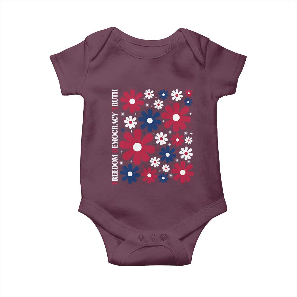 Subtle FDT Baby Onesie Boho Floral Red White Blue Social Justice - Wonder Print Shop
