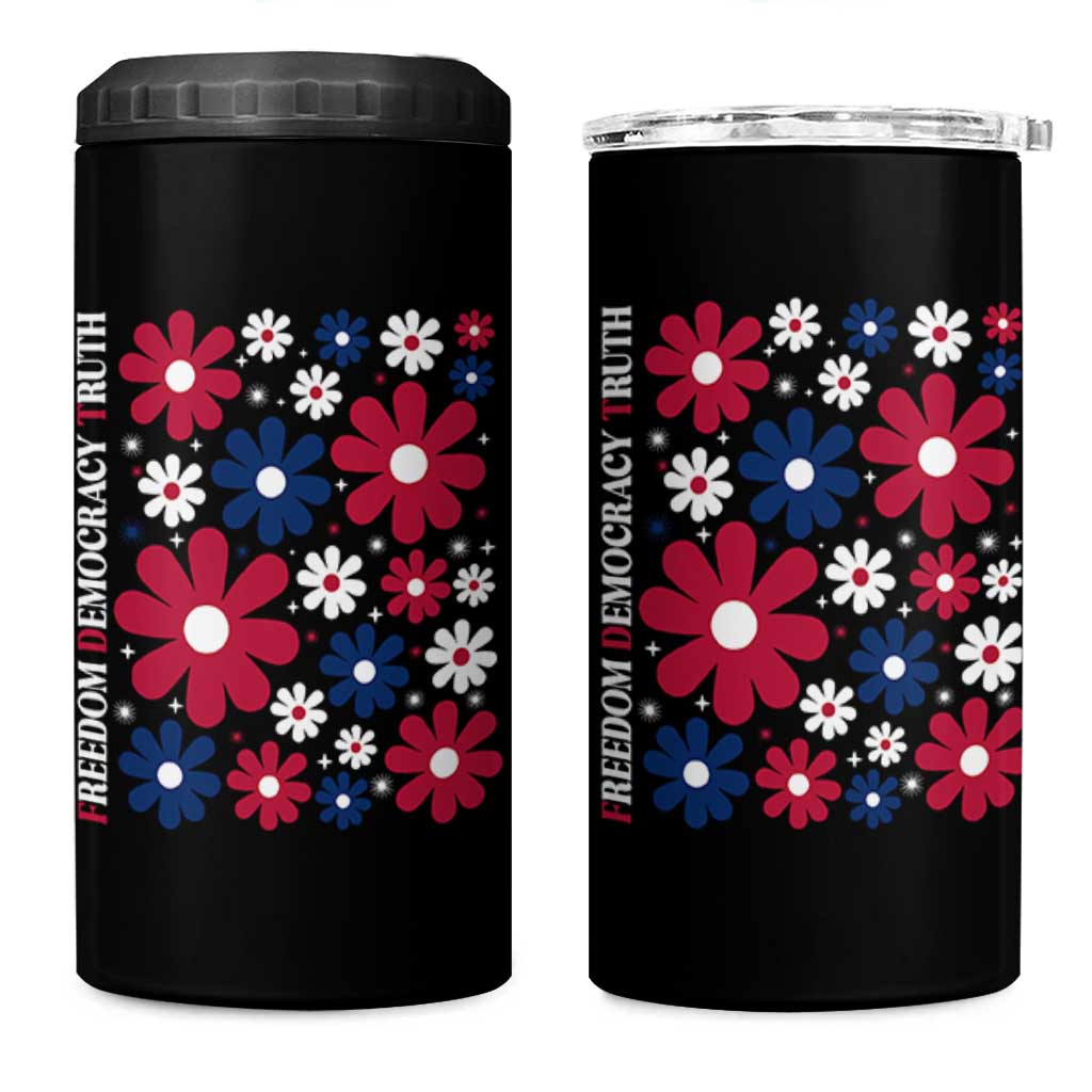 Subtle FDT 4 in 1 Can Cooler Tumbler Boho Floral Red White Blue Social Justice - Wonder Print Shop