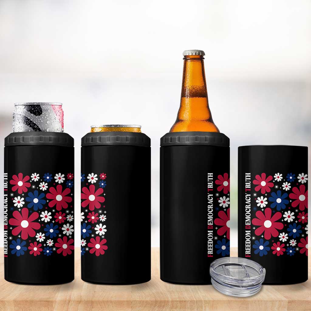 Subtle FDT 4 in 1 Can Cooler Tumbler Boho Floral Red White Blue Social Justice - Wonder Print Shop