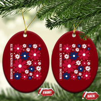 Subtle FDT Ceramic Ornament Boho Floral Red White Blue Social Justice - Wonder Print Shop