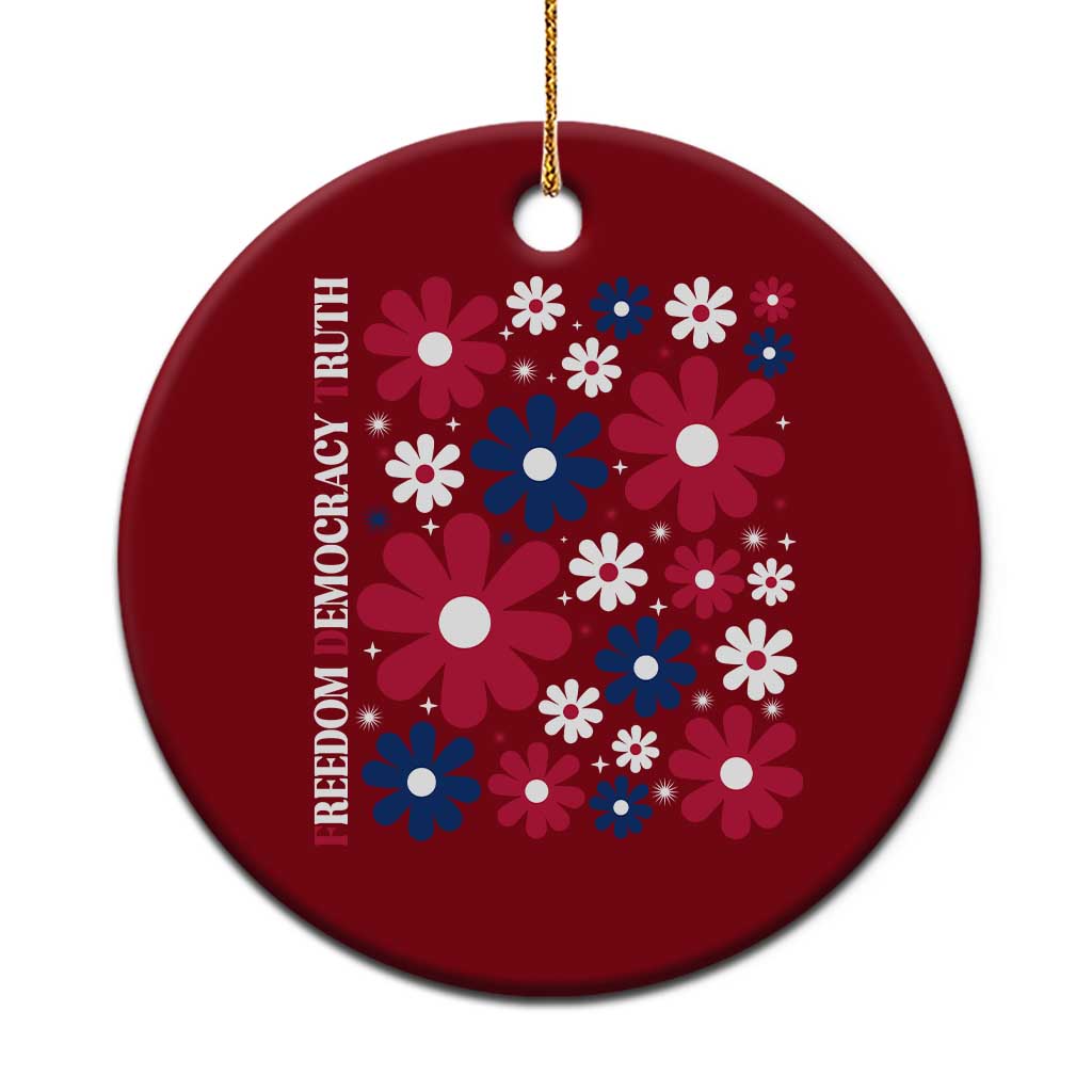 Subtle FDT Ceramic Ornament Boho Floral Red White Blue Social Justice - Wonder Print Shop