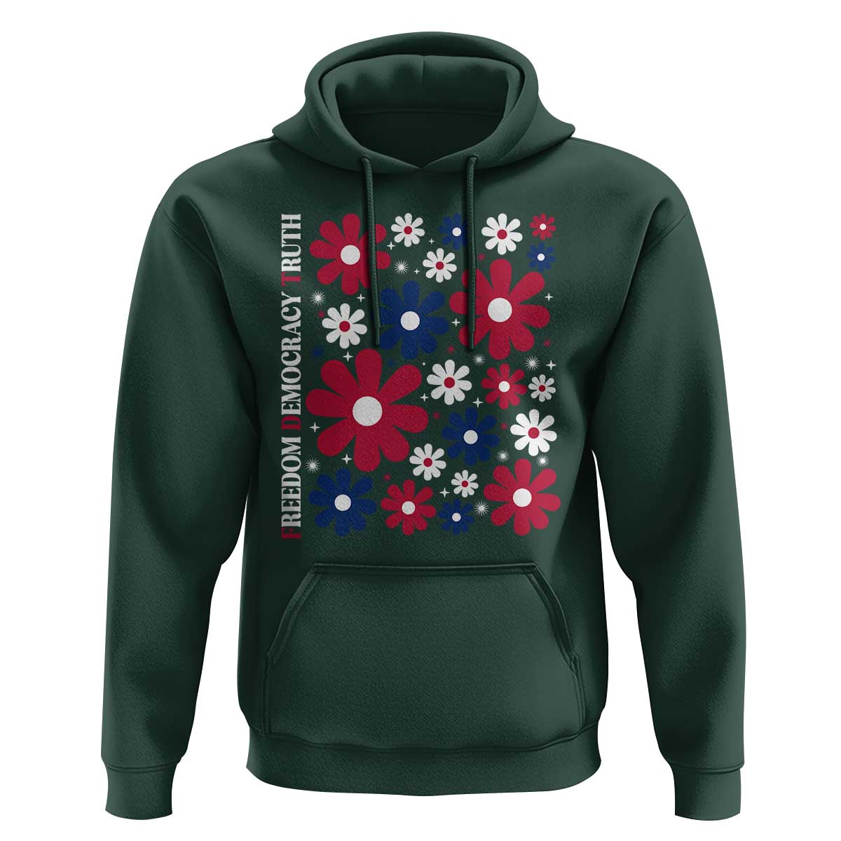 Subtle FDT Hoodie Boho Floral Red White Blue Social Justice - Wonder Print Shop
