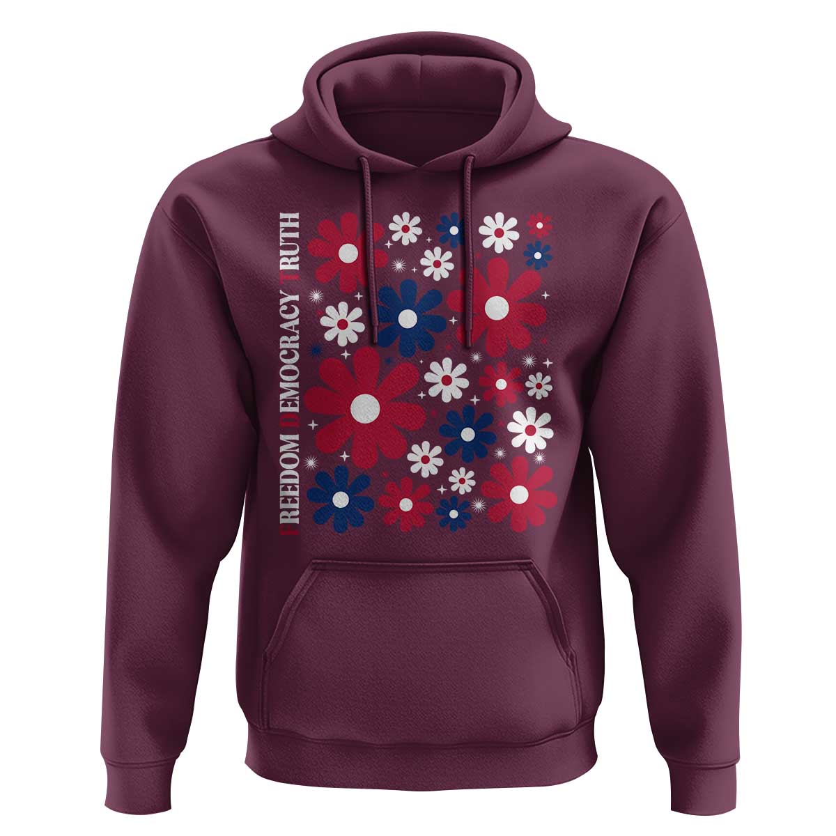 Subtle FDT Hoodie Boho Floral Red White Blue Social Justice - Wonder Print Shop