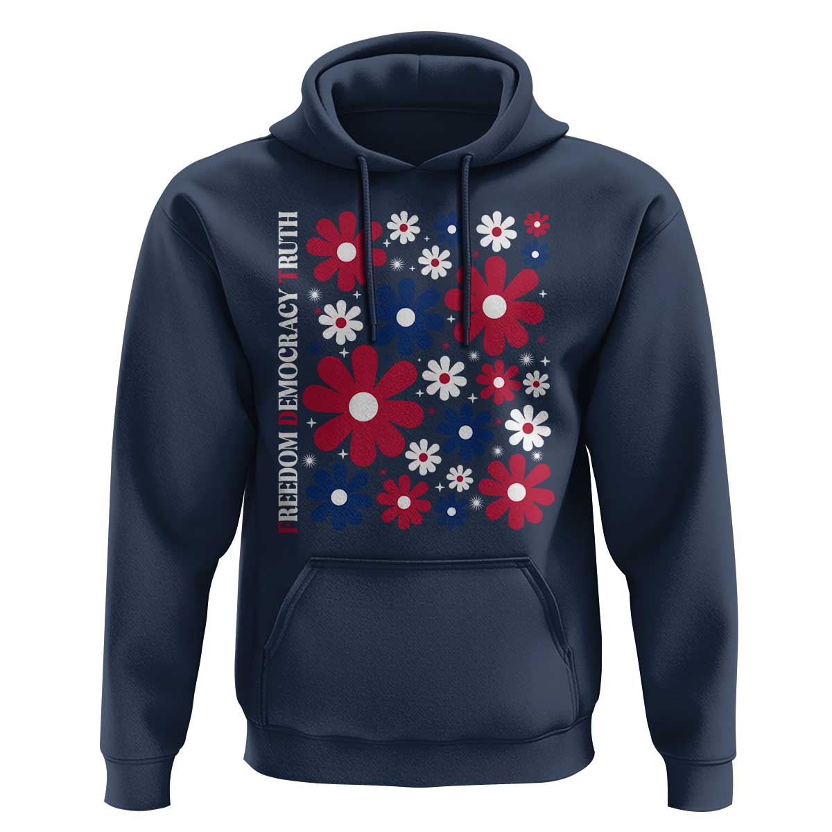 Subtle FDT Hoodie Boho Floral Red White Blue Social Justice - Wonder Print Shop