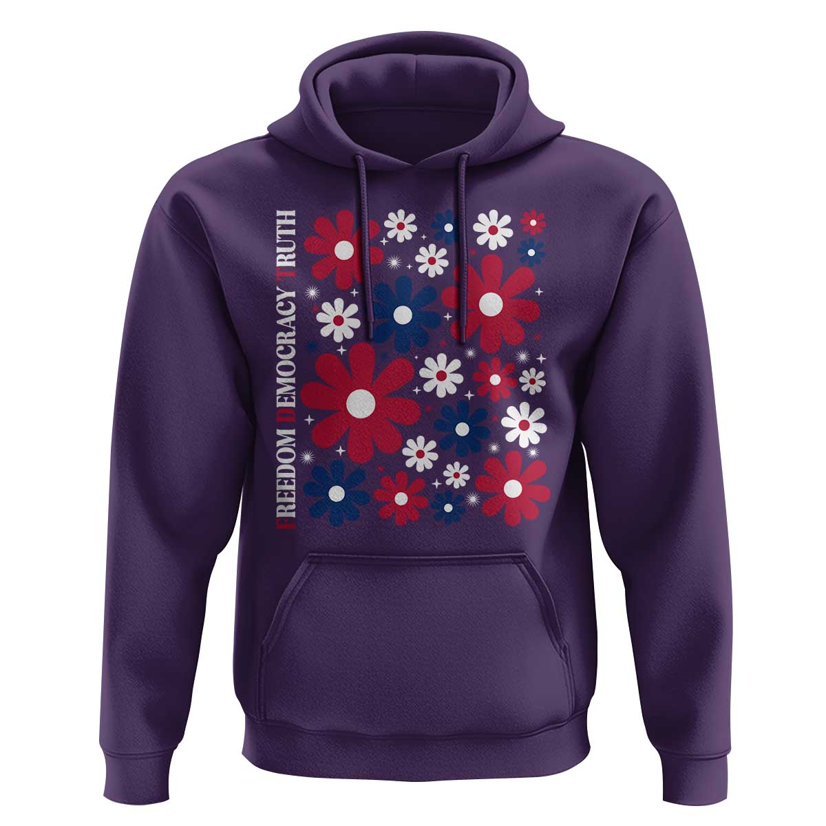 Subtle FDT Hoodie Boho Floral Red White Blue Social Justice - Wonder Print Shop