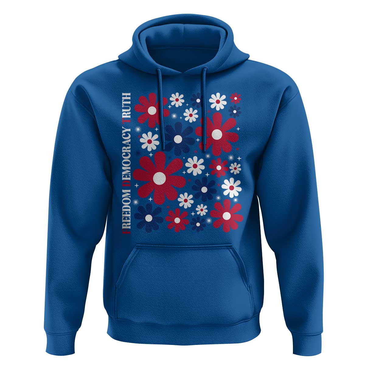 Subtle FDT Hoodie Boho Floral Red White Blue Social Justice - Wonder Print Shop