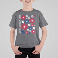 Subtle FDT T Shirt For Kid Boho Floral Red White Blue Social Justice - Wonder Print Shop
