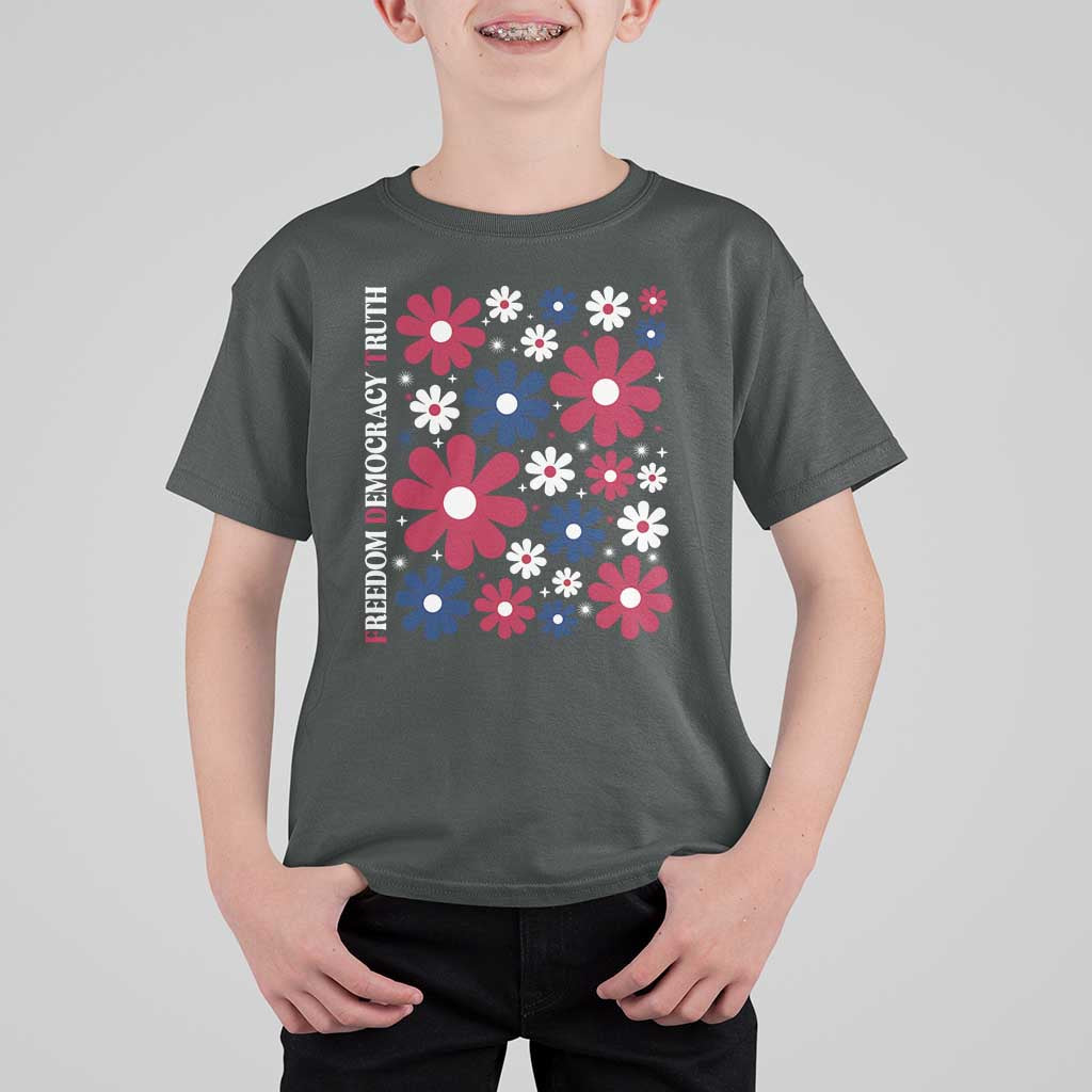 Subtle FDT T Shirt For Kid Boho Floral Red White Blue Social Justice - Wonder Print Shop