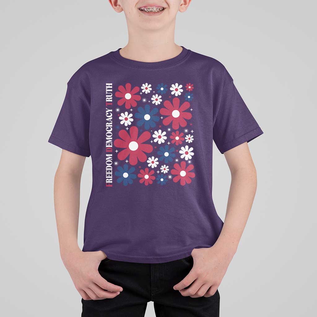 Subtle FDT T Shirt For Kid Boho Floral Red White Blue Social Justice - Wonder Print Shop