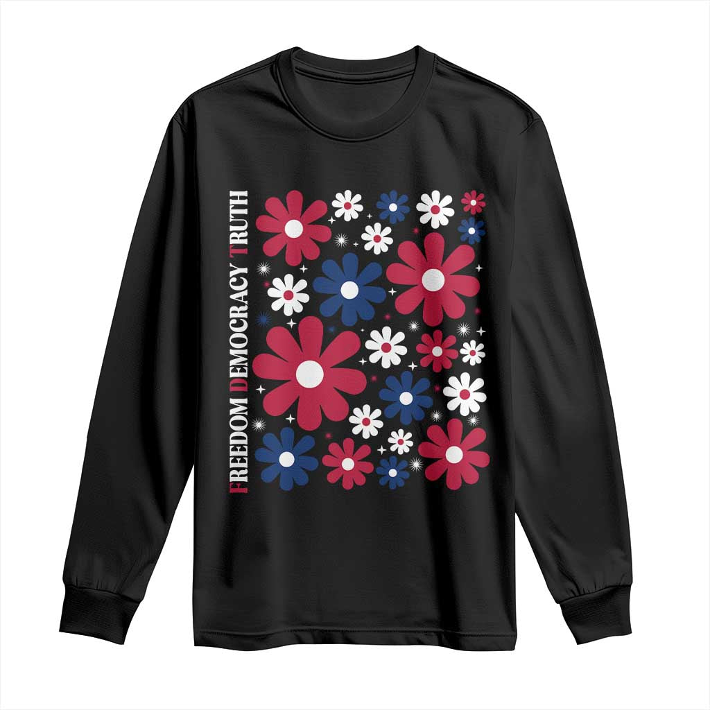 Subtle FDT Long Sleeve Shirt Boho Floral Red White Blue Social Justice - Wonder Print Shop