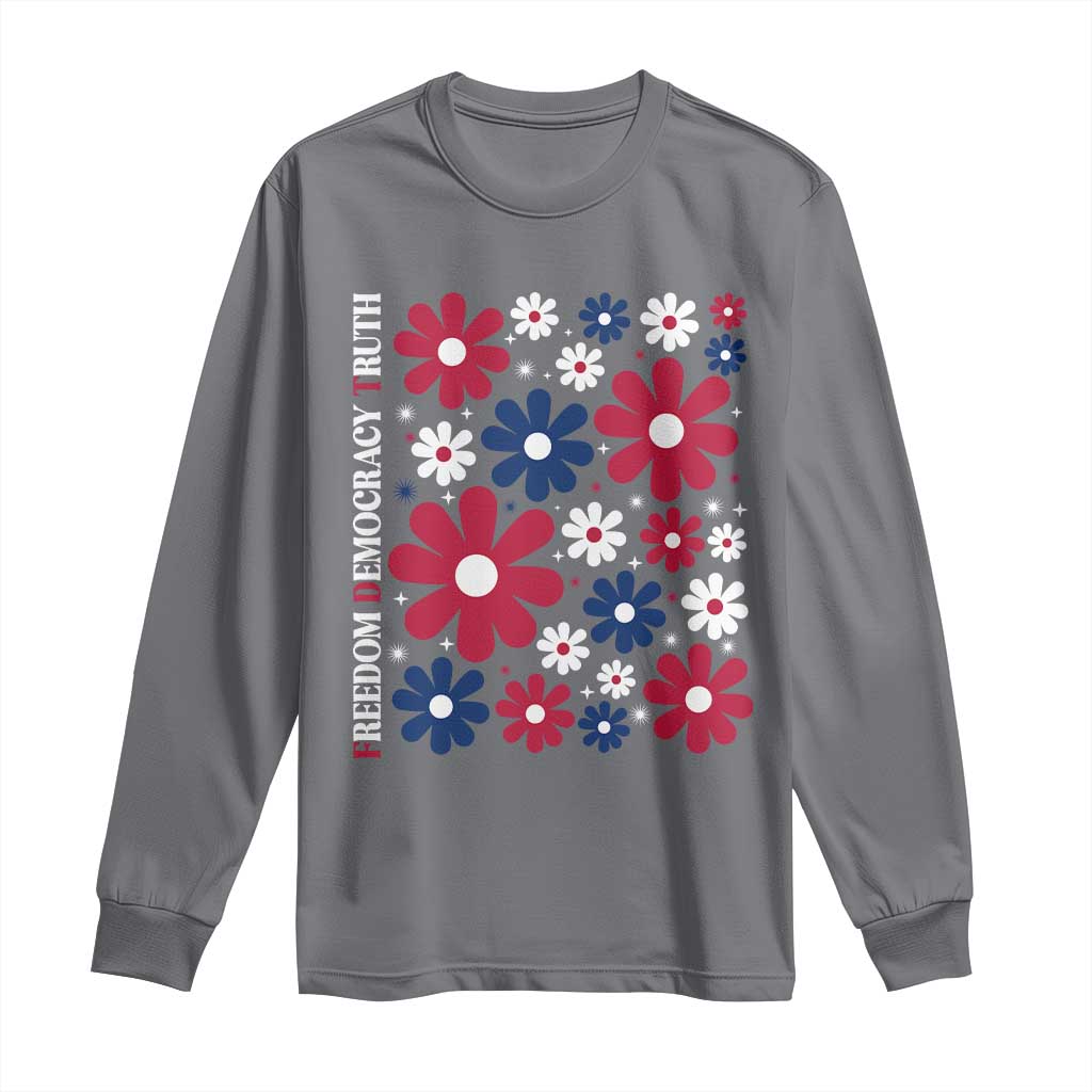 Subtle FDT Long Sleeve Shirt Boho Floral Red White Blue Social Justice - Wonder Print Shop