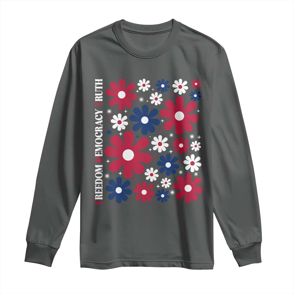 Subtle FDT Long Sleeve Shirt Boho Floral Red White Blue Social Justice - Wonder Print Shop