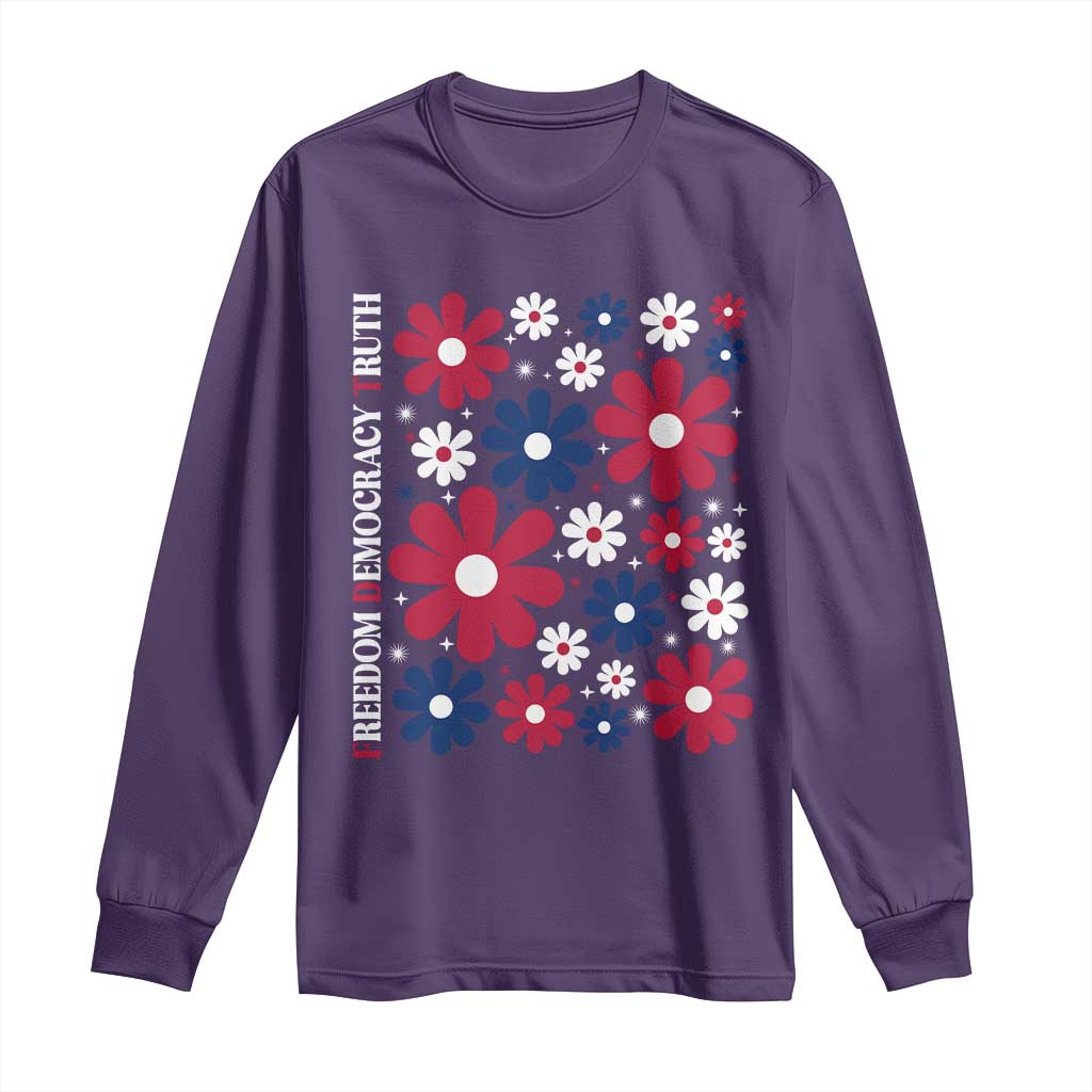Subtle FDT Long Sleeve Shirt Boho Floral Red White Blue Social Justice - Wonder Print Shop
