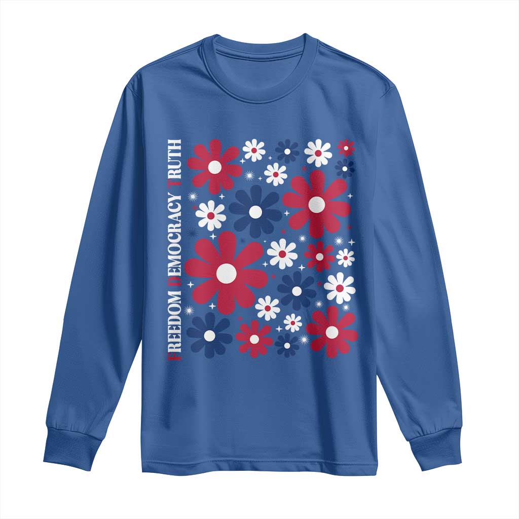 Subtle FDT Long Sleeve Shirt Boho Floral Red White Blue Social Justice - Wonder Print Shop