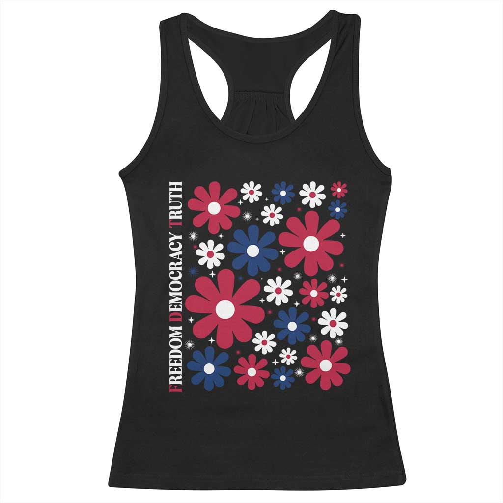 Subtle FDT Racerback Tank Top Boho Floral Red White Blue Social Justice - Wonder Print Shop