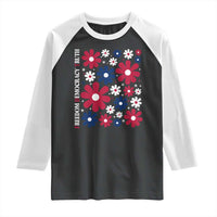 Subtle FDT Raglan Shirt Boho Floral Red White Blue Social Justice - Wonder Print Shop