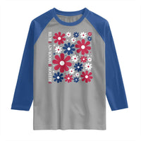 Subtle FDT Raglan Shirt Boho Floral Red White Blue Social Justice - Wonder Print Shop