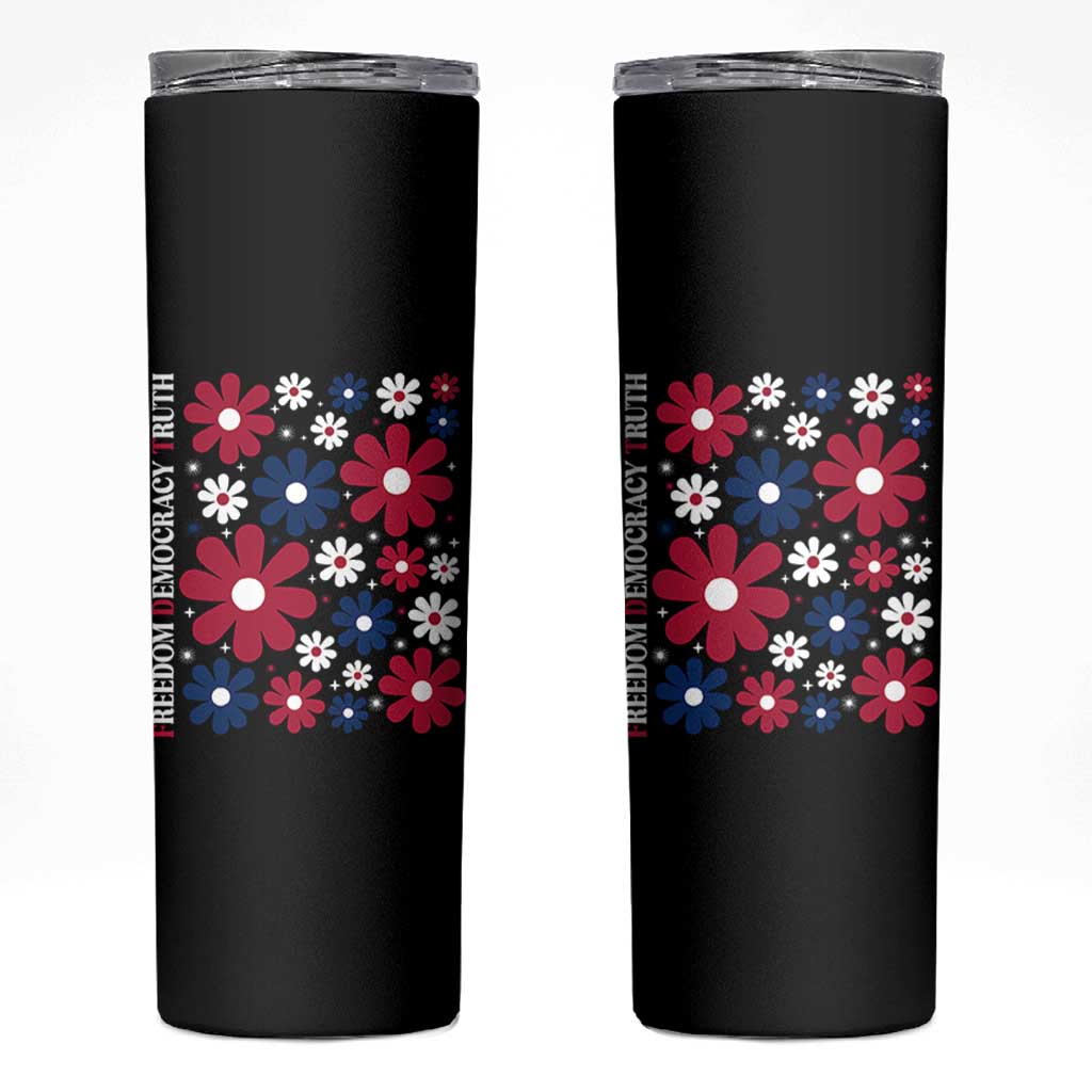 Subtle FDT Skinny Tumbler Boho Floral Red White Blue Social Justice - Wonder Print Shop