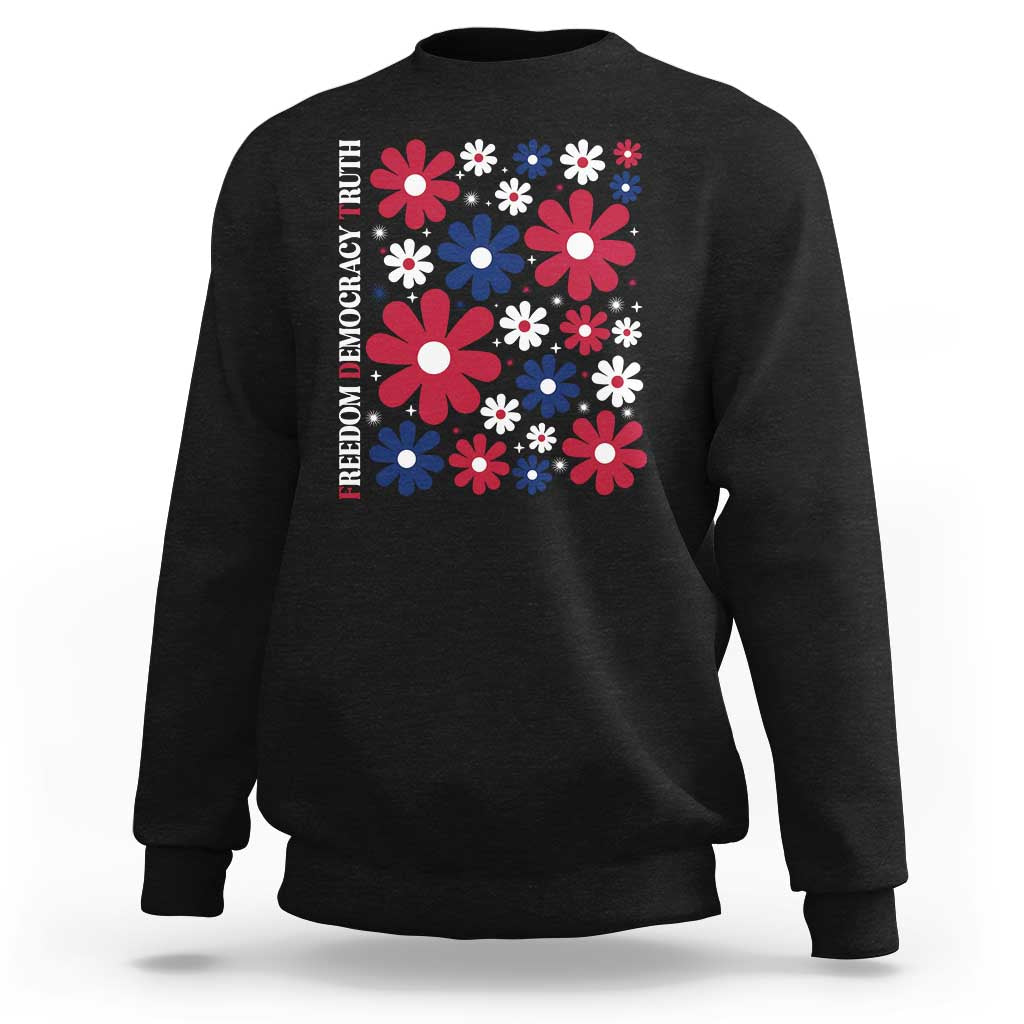 Subtle FDT Sweatshirt Boho Floral Red White Blue Social Justice - Wonder Print Shop
