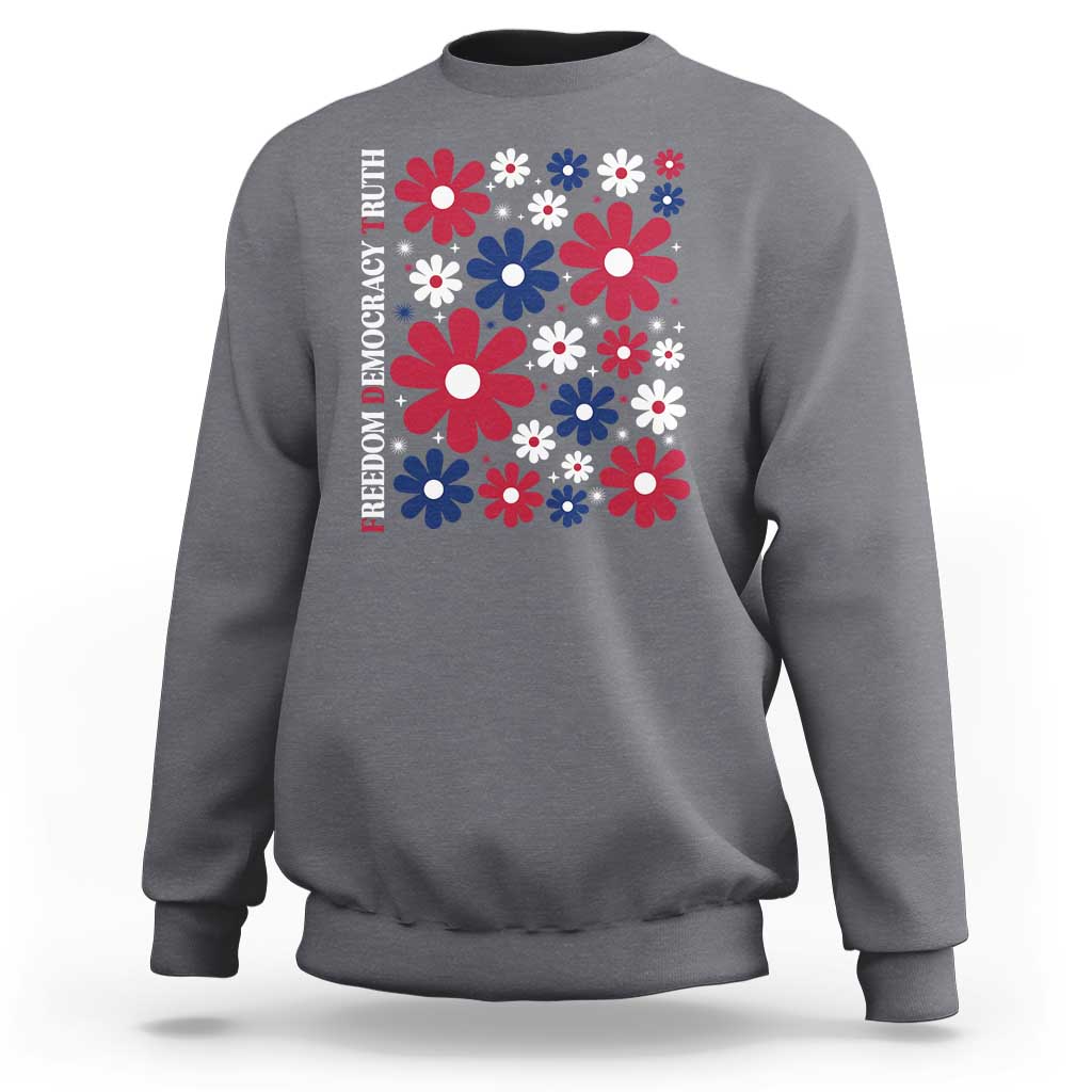 Subtle FDT Sweatshirt Boho Floral Red White Blue Social Justice - Wonder Print Shop