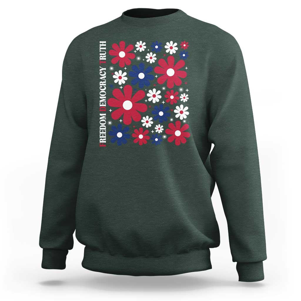 Subtle FDT Sweatshirt Boho Floral Red White Blue Social Justice - Wonder Print Shop