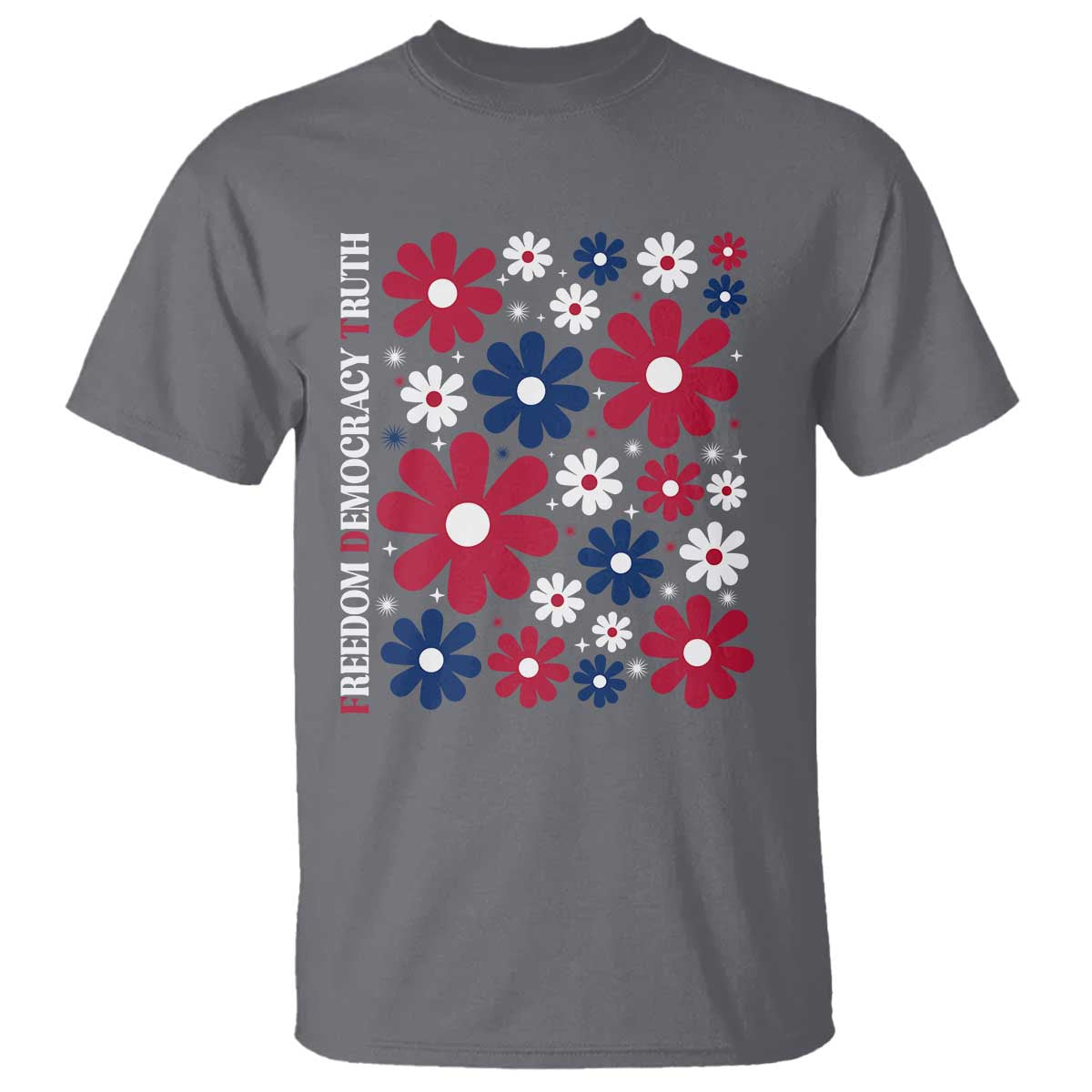 Subtle FDT T Shirt Boho Floral Red White Blue Social Justice - Wonder Print Shop