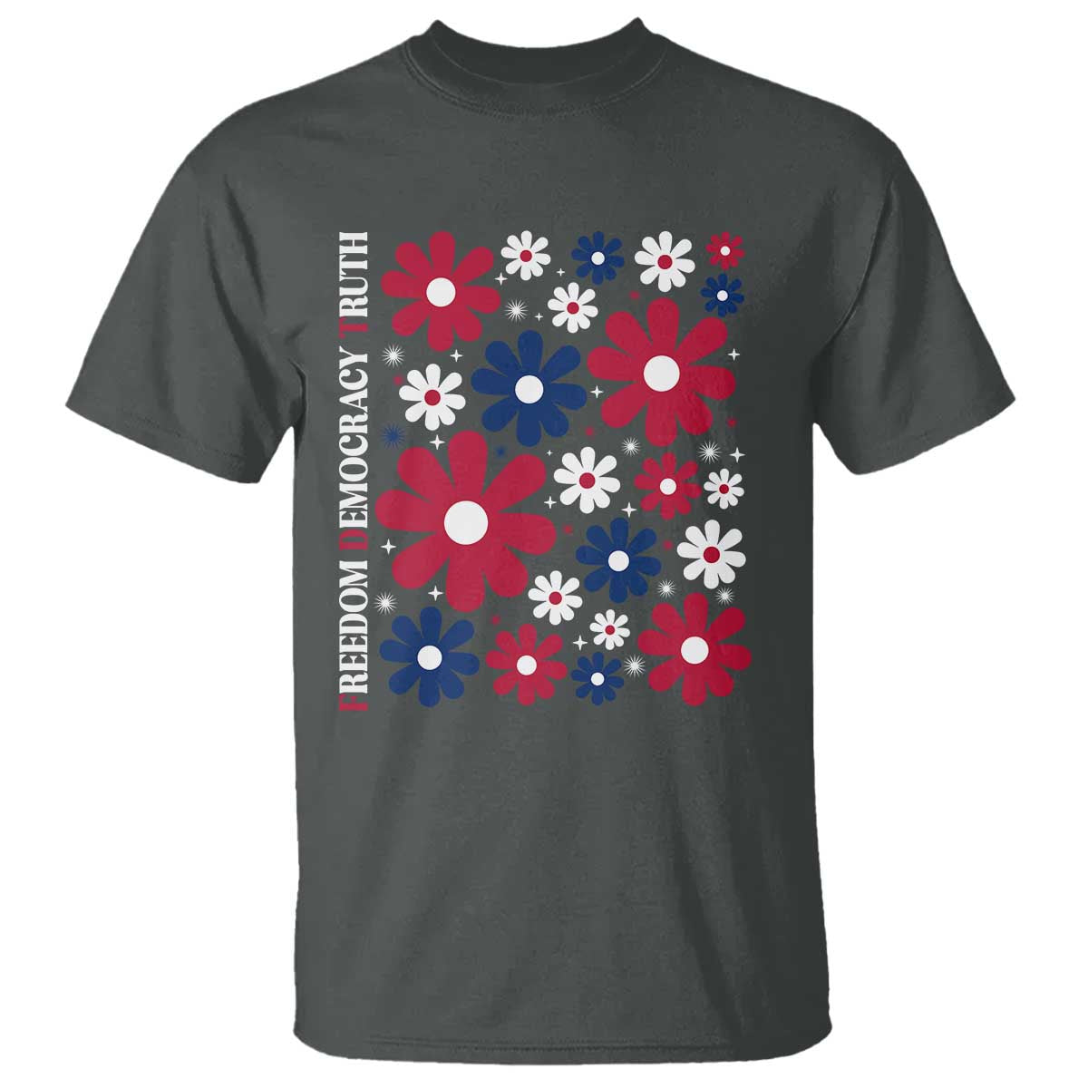 Subtle FDT T Shirt Boho Floral Red White Blue Social Justice - Wonder Print Shop