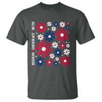 Subtle FDT T Shirt Boho Floral Red White Blue Social Justice - Wonder Print Shop
