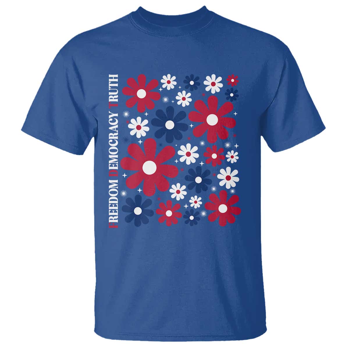 Subtle FDT T Shirt Boho Floral Red White Blue Social Justice - Wonder Print Shop