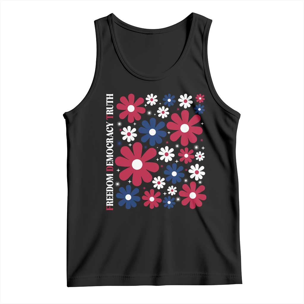 Subtle FDT Tank Top Boho Floral Red White Blue Social Justice - Wonder Print Shop