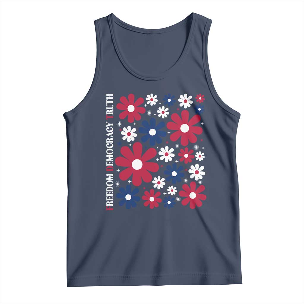 Subtle FDT Tank Top Boho Floral Red White Blue Social Justice - Wonder Print Shop