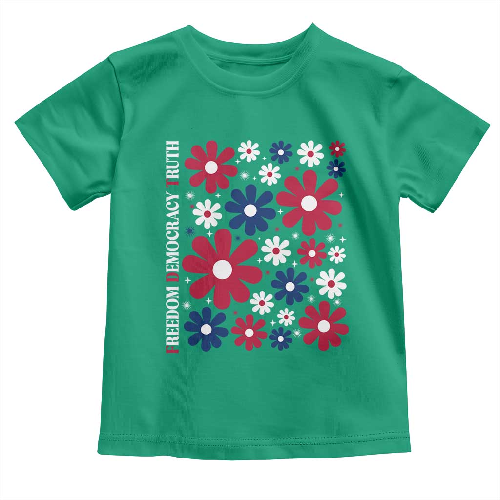 Subtle FDT Toddler T Shirt Boho Floral Red White Blue Social Justice - Wonder Print Shop