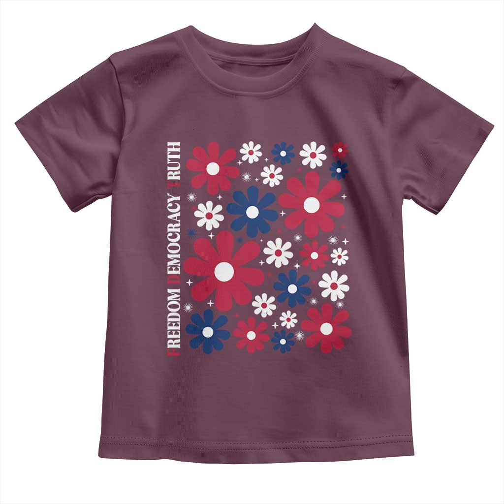 Subtle FDT Toddler T Shirt Boho Floral Red White Blue Social Justice - Wonder Print Shop