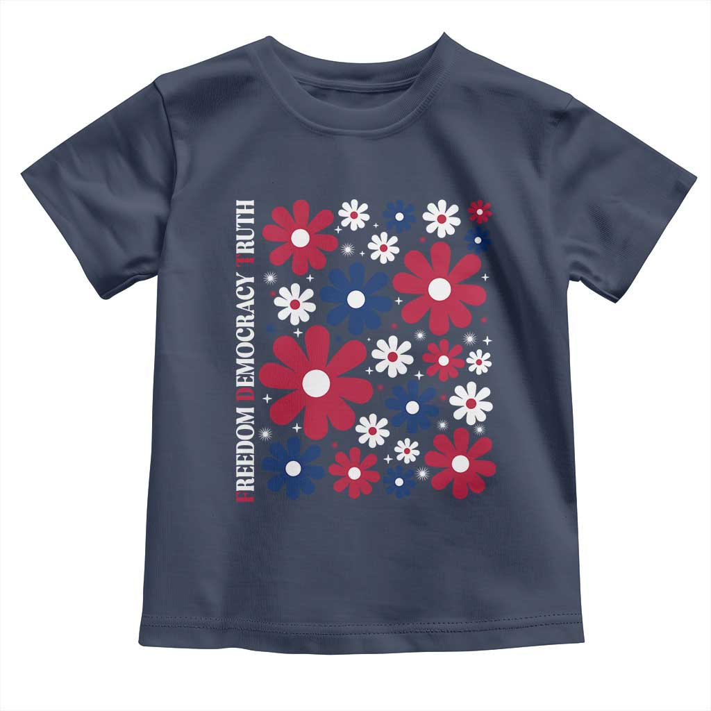 Subtle FDT Toddler T Shirt Boho Floral Red White Blue Social Justice - Wonder Print Shop