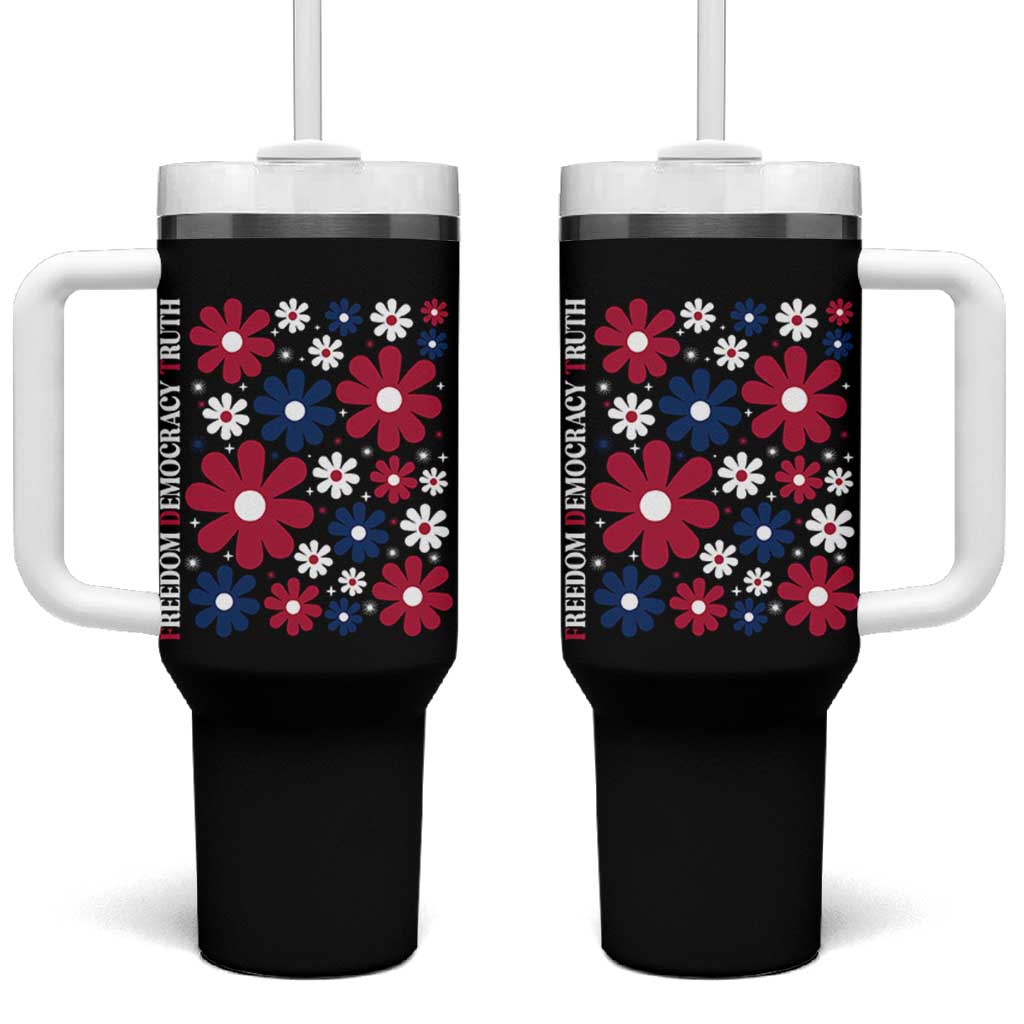 Subtle FDT Tumbler With Handle Boho Floral Red White Blue Social Justice - Wonder Print Shop