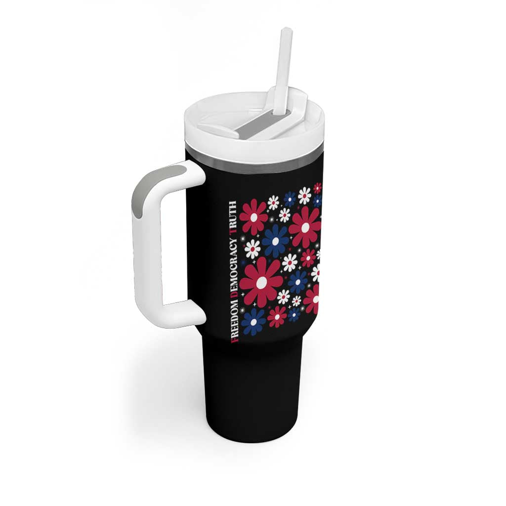 Subtle FDT Tumbler With Handle Boho Floral Red White Blue Social Justice - Wonder Print Shop