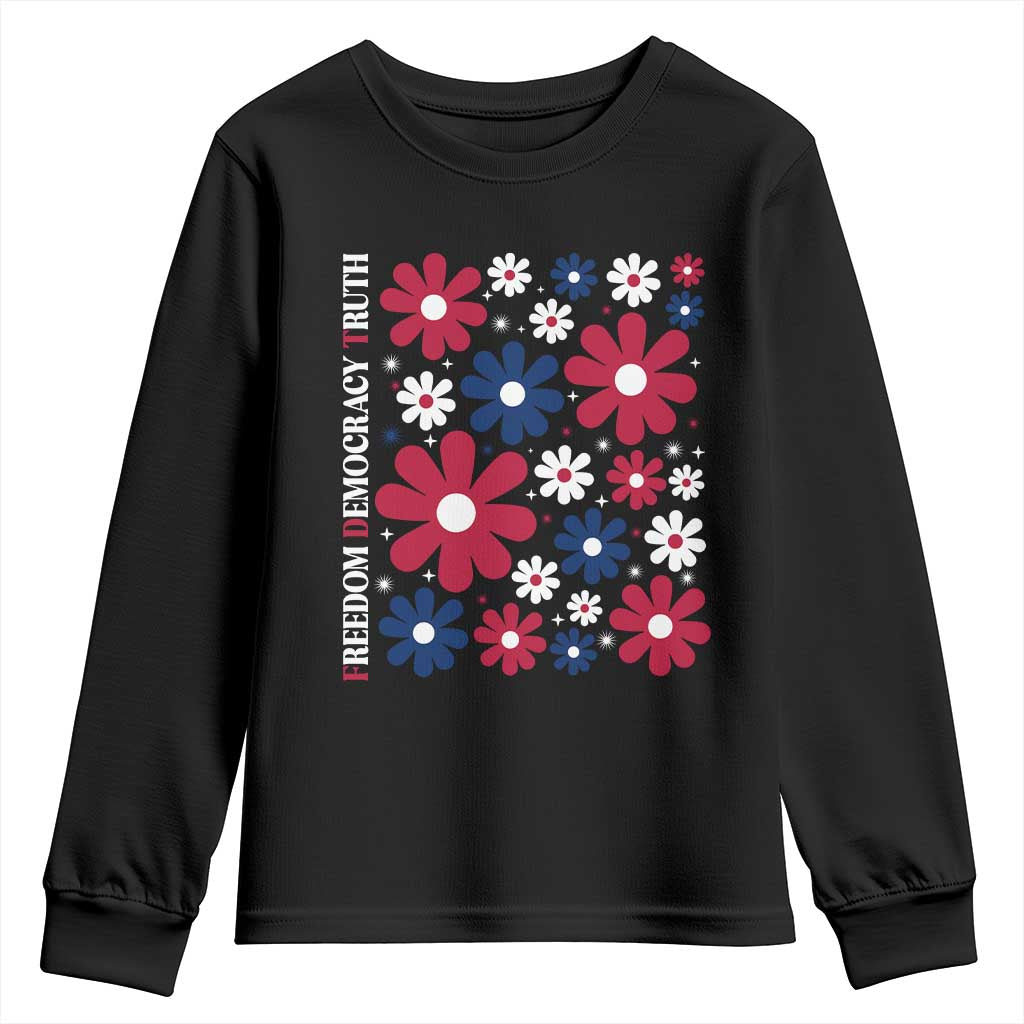 Subtle FDT Youth Sweatshirt Boho Floral Red White Blue Social Justice - Wonder Print Shop