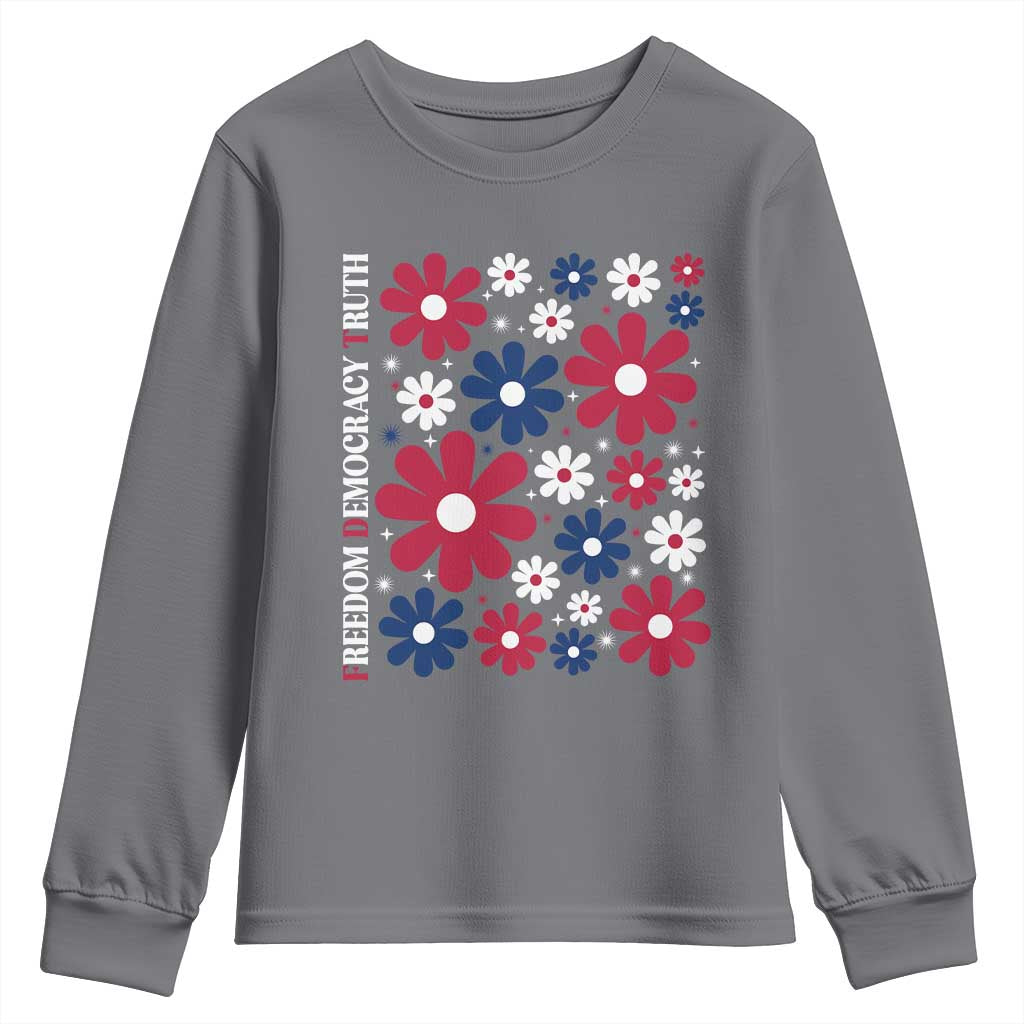 Subtle FDT Youth Sweatshirt Boho Floral Red White Blue Social Justice - Wonder Print Shop