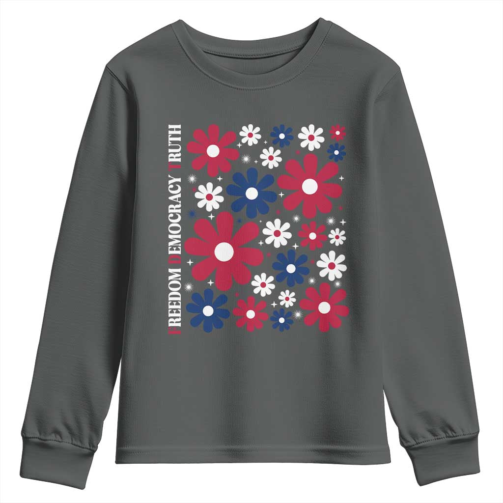 Subtle FDT Youth Sweatshirt Boho Floral Red White Blue Social Justice - Wonder Print Shop