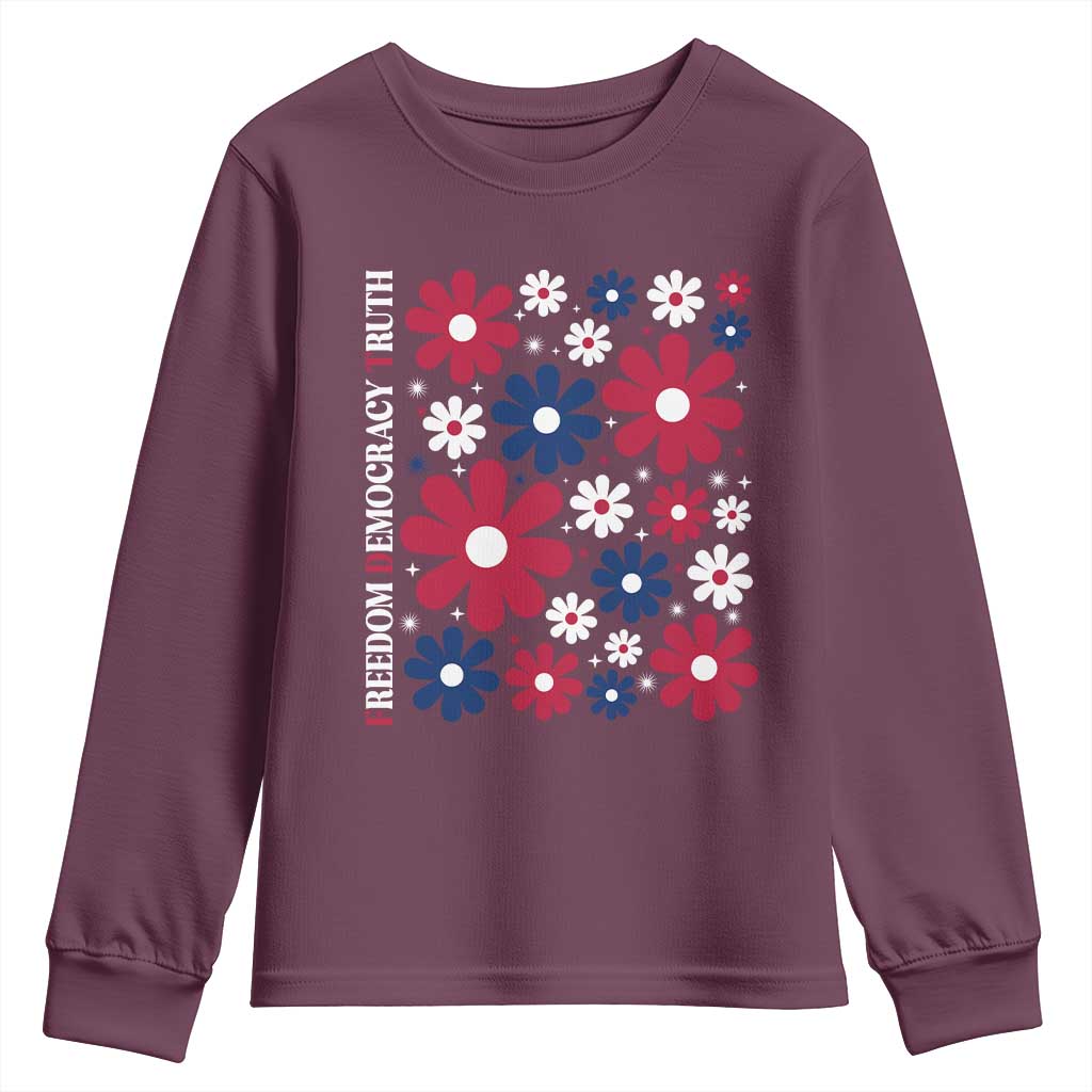 Subtle FDT Youth Sweatshirt Boho Floral Red White Blue Social Justice - Wonder Print Shop