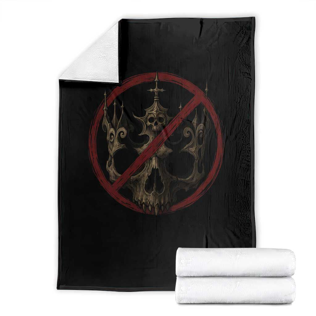 No Kings in America Throw Blanket Skull Crown Nope Kings - Wonder Print Shop